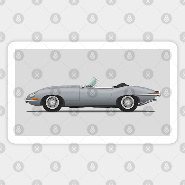 Jaguar E Type Roadster Mist Grey Magnet by SteveHClark